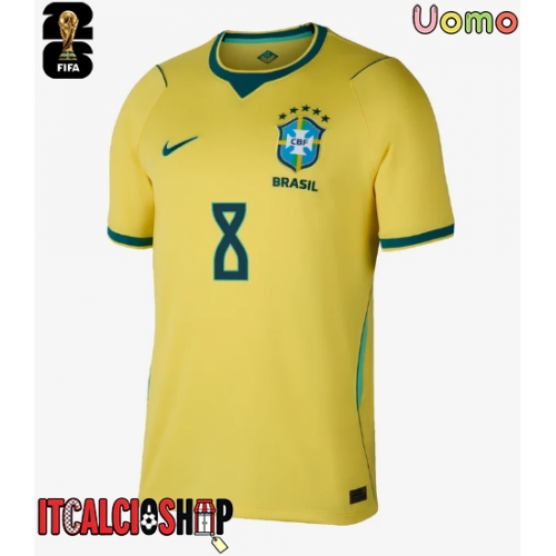 Brasile Bruno Guimaraes #8 Prima Maglia Mondiali 2026 Manica Corta